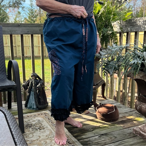 Upcycled Reworked Bloomers Boho Shabby Chic Oversized Baggy Drawstring Pants - Picture 9 of 9